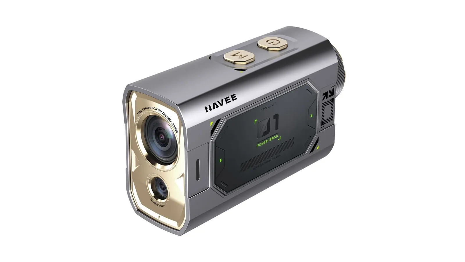 NAVEE MINI Rangefinder, een compacte grijze rangefinder met gouden lenzen
