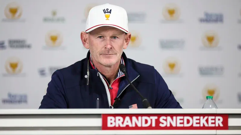 Brandt Snedeker spreekt de pers toe voor de Presidents Cup 2026 op Medinah Country Club