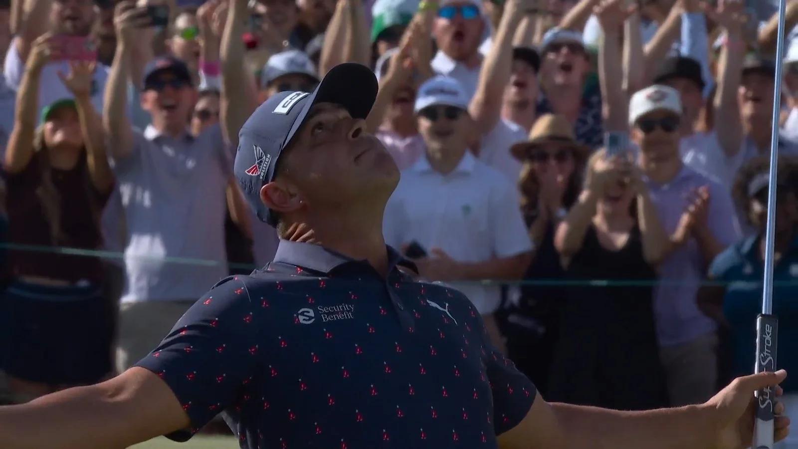 Gary Woodland viert een overwinning tijdens een PGA Tour-toernooi