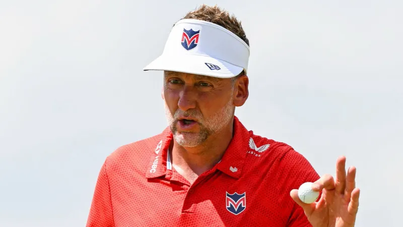 Ian Poulter (Majesticks GC) tijdens de eerste ronde van LIV Golf New York, augustus 2026