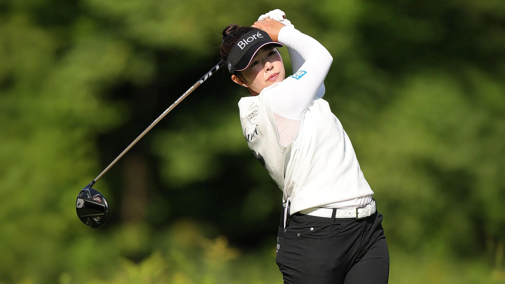Miyu Yamashita slaat af tijdens het FM Championship op TPC Boston.