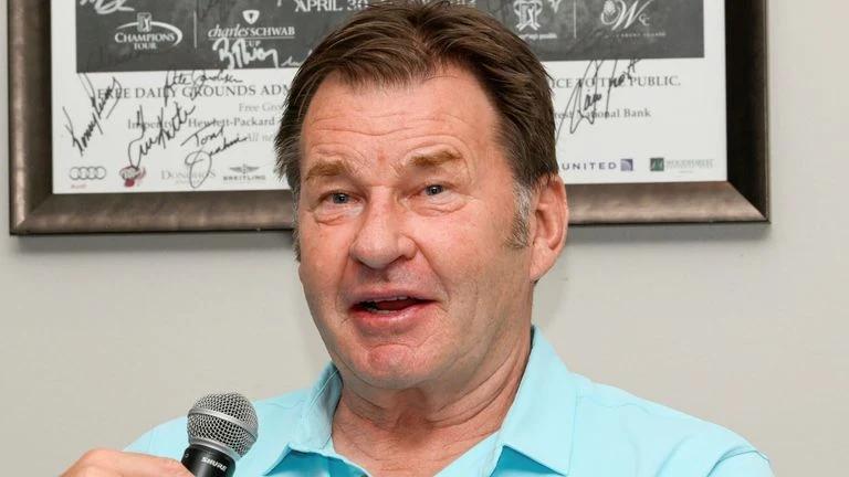 Sir Nick Faldo tijdens een interview