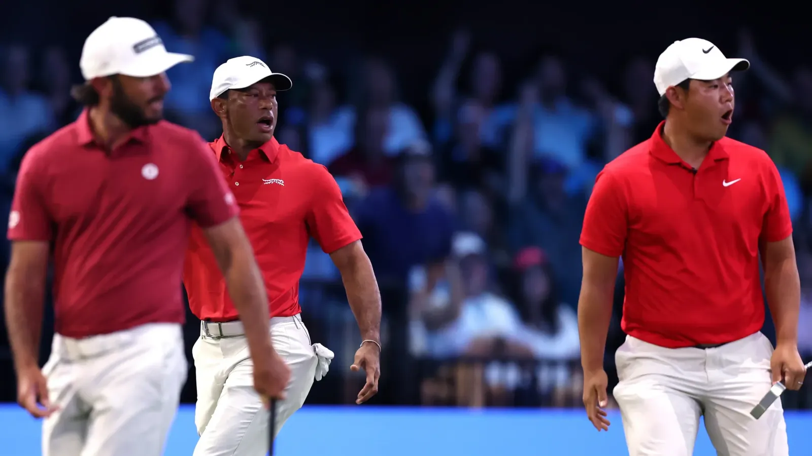 Tiger Woods, Max Homa en Tom Kim, drie spelers die mogelijk deel uitmaken van de nieuwe PGA Tour Championship Series in 2028