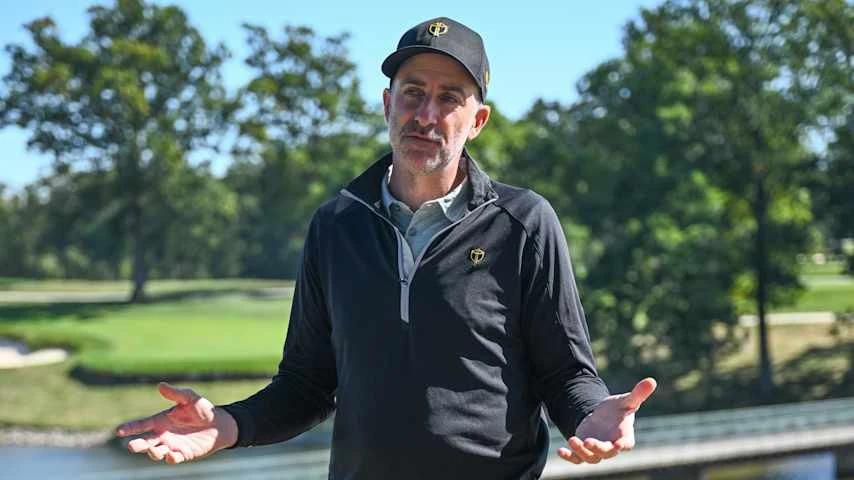 Geoff Ogilvy tijdens de voorbereidingen op de Presidents Cup 2026 op Medinah Country Club