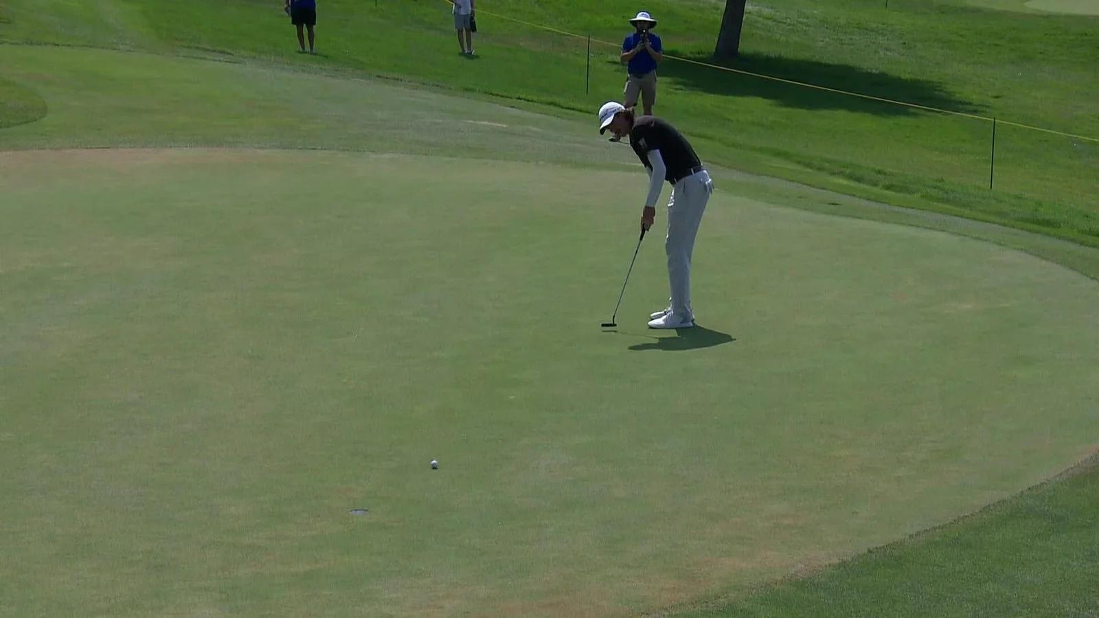 Ross Steelman maakt een birdie tijdens de Korn Ferry Tour