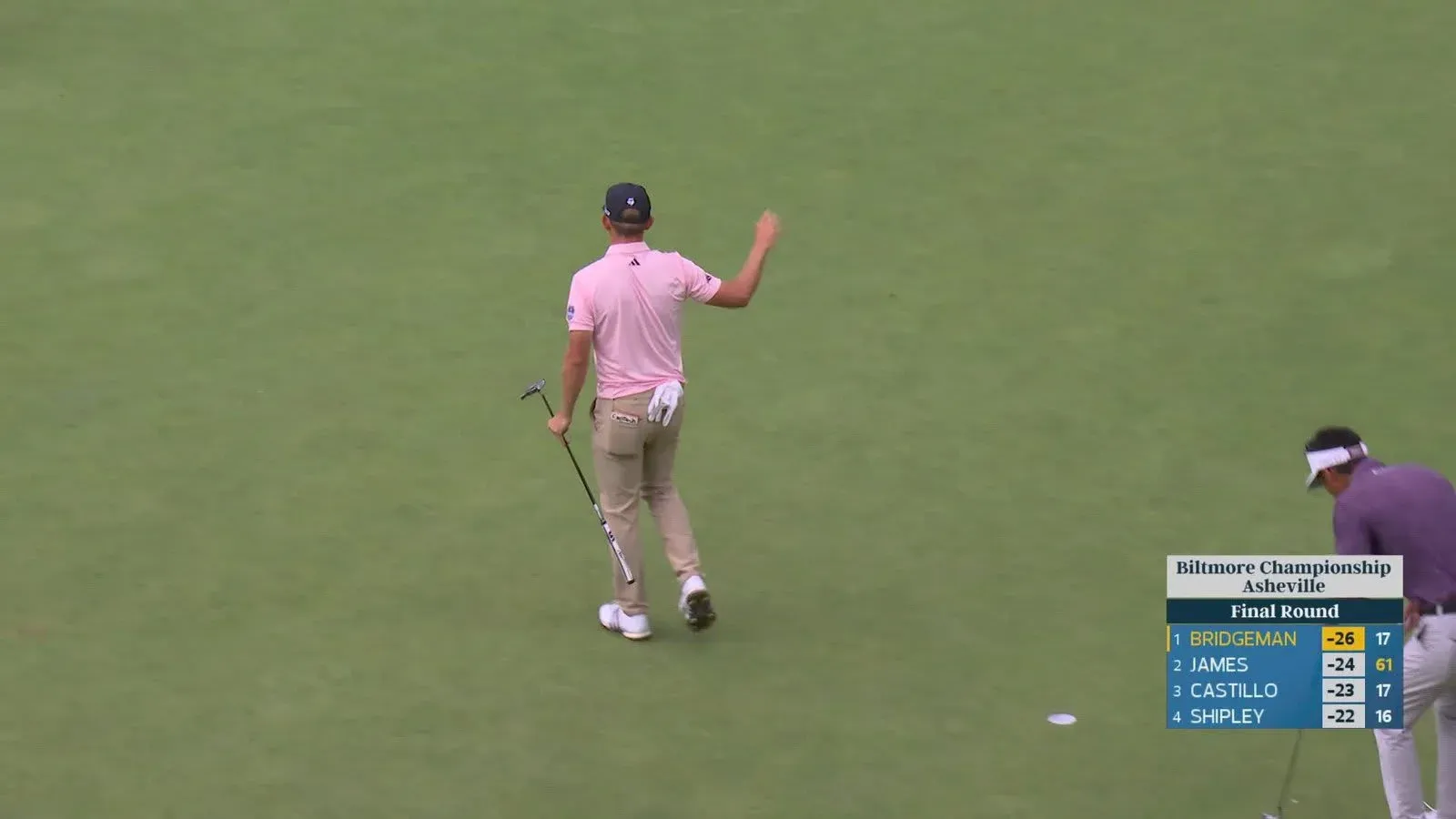Jacob Bridgeman viert zijn zege bij het Biltmore Championship Asheville