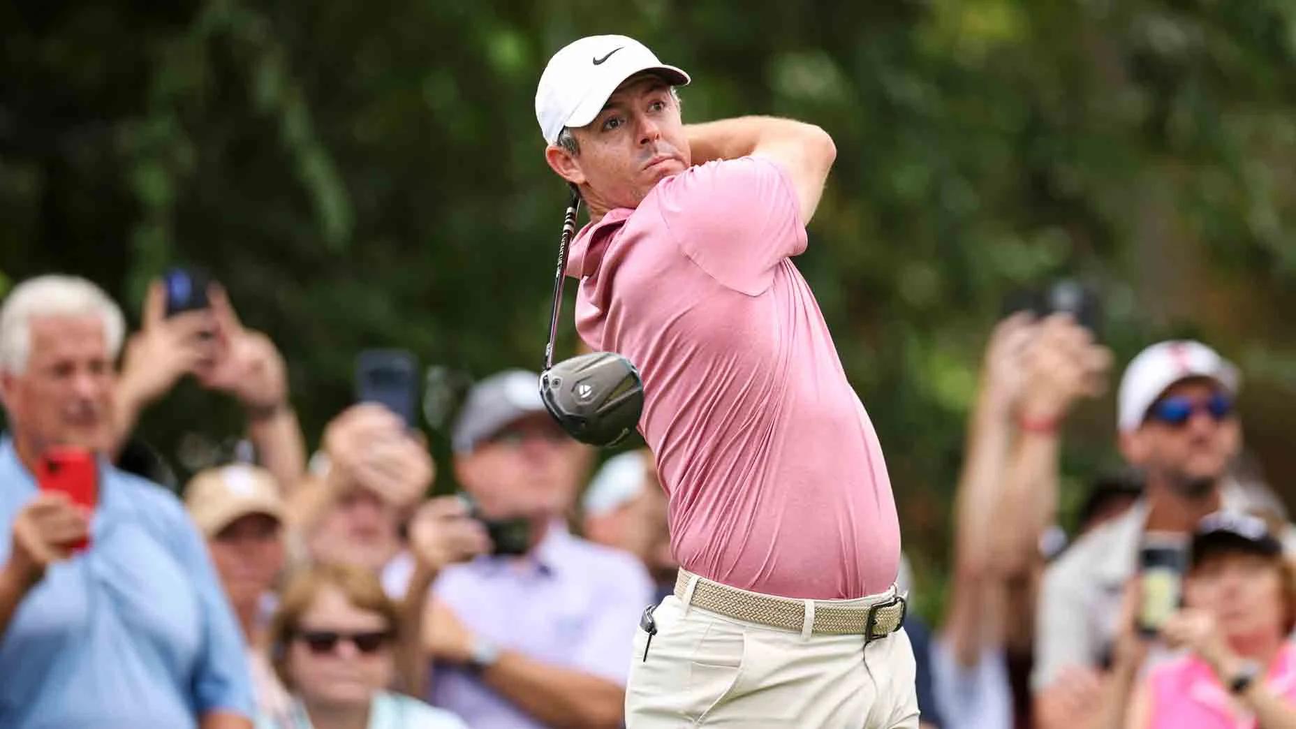Rory McIlroy tijdens de voorbereiding op het BMW Championship 2026