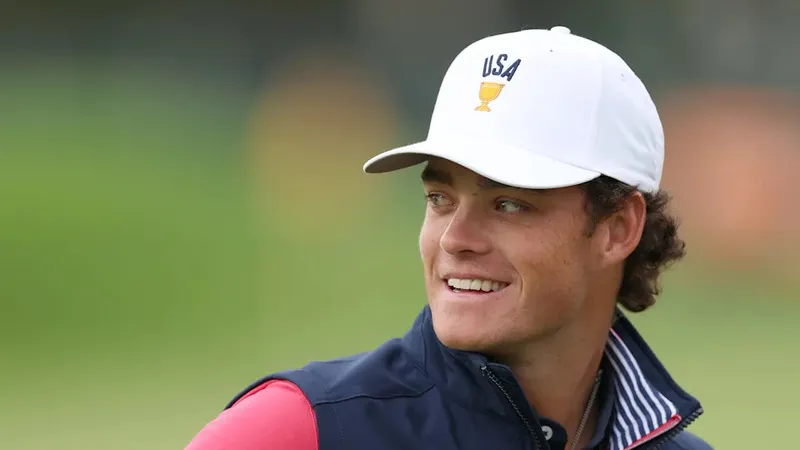 Jackson Koivun op de driving range voorafgaand aan de Presidents Cup 2026 op Medinah Country Club