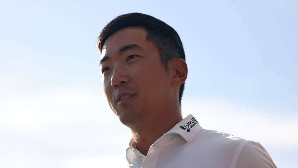 Archiefbeeld van Michael Kim die zijn zege bij de Open de France 2025 viert