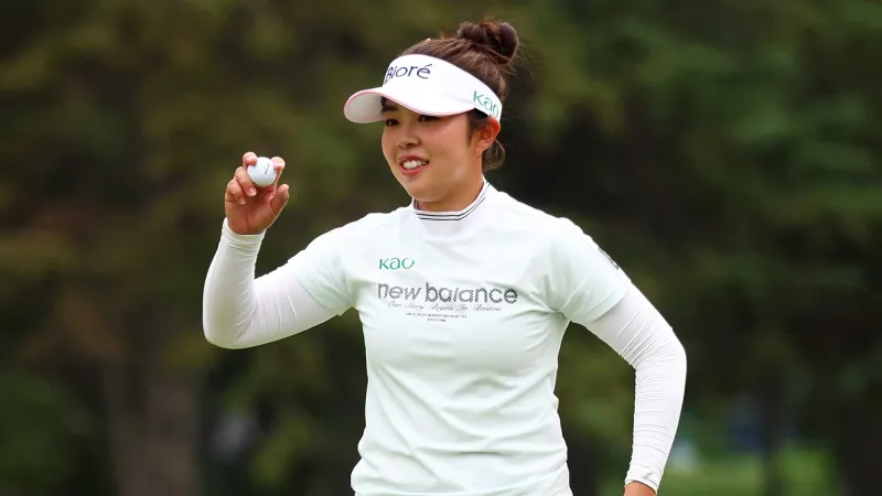Miyu Yamashita reageert na een putt tijdens het CPKC Women's Open 2026