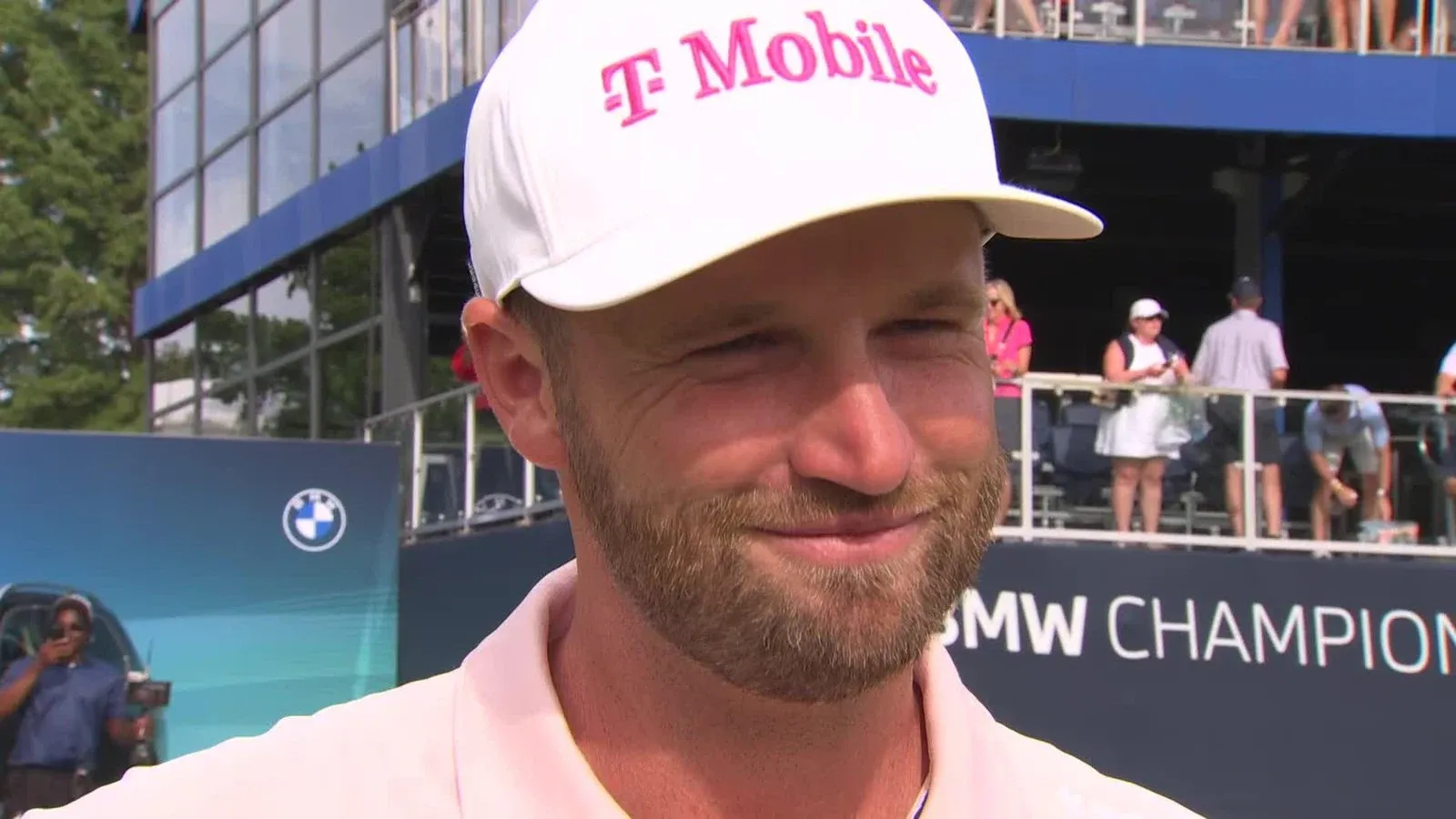Wyndham Clark tijdens een interview na zijn zege bij het BMW Championship 2026