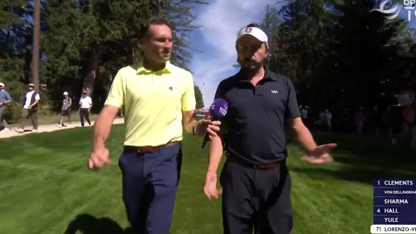 Mike Lorenzo-Vera tijdens een interview na zijn onverwachte comeback op de Omega European Masters in Crans-Montana