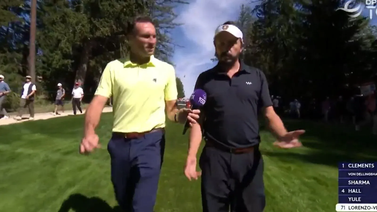 Mike Lorenzo-Vera tijdens een interview na zijn onverwachte comeback op de Omega European Masters in Crans-Montana