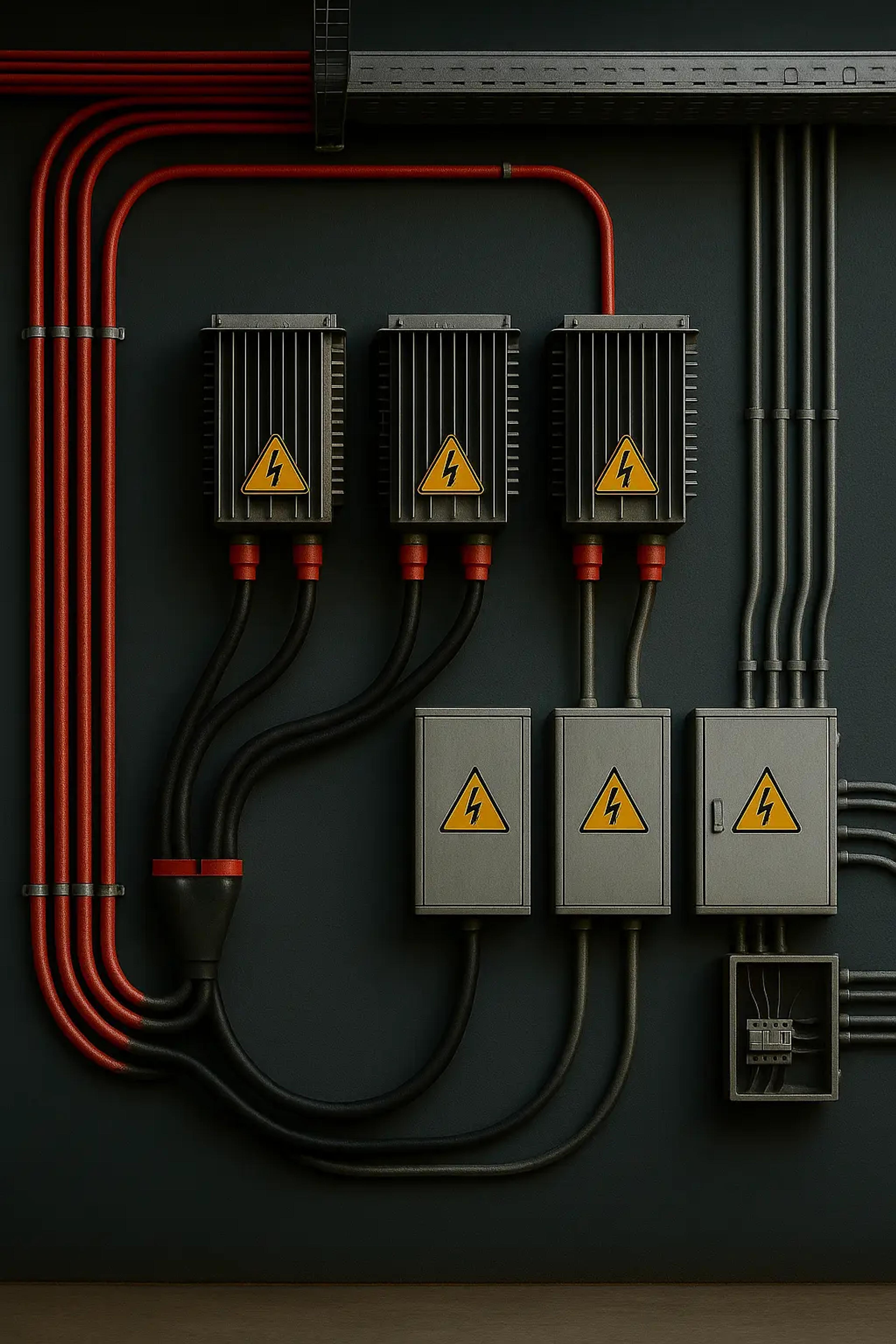 Electrical distribution panels with cable containment and conduit