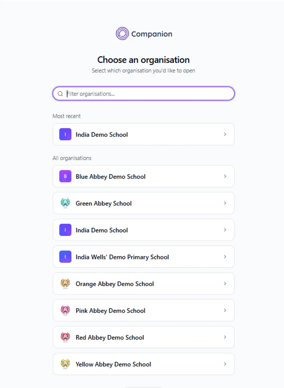 org selector