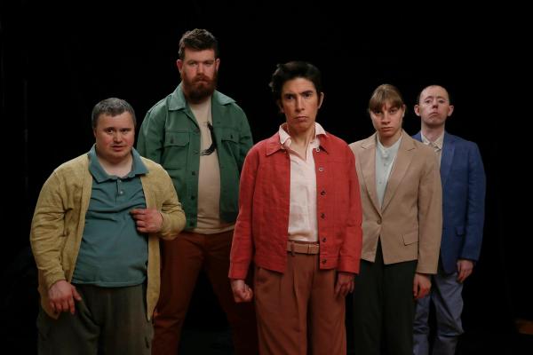 The 2022 winners Back to Back Theatre looking into the camera