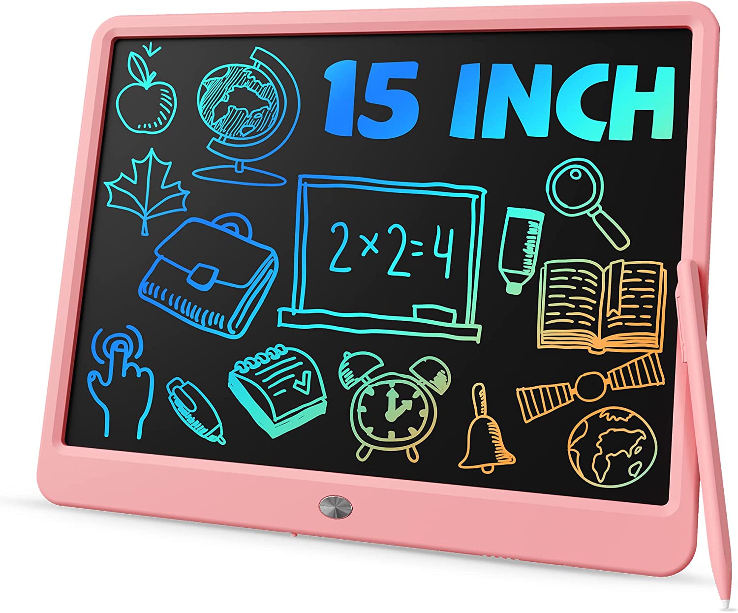 TEKFUN Teen Girl Gifts Ideas, 15inch LCD Writing Tablet for Kids Age 8-10 and Up, Doodle Board 4 5 6 7 Year Old Girl Toys, Mothdays Day Gifts Homeschool Supplies Easter Gifts for Toddlers (Pink)