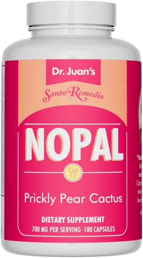 Santo Remedio Nopal. Sugar and Gluten Free Dietary Supplement. Prickly Pear Cactus Dietary Supplement. 700 mg, 180 Capsules.