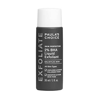 Paula's Choice Skin Perfecting 2% BHA Liquid Salicylic Acid Exfoliant, Gentle Facial Exfoliator for Blackheads, Large Pores, Wrinkles & Fine Lines, Travel Size, 1 Fluid Ounce - PACKAGING MAY VARY