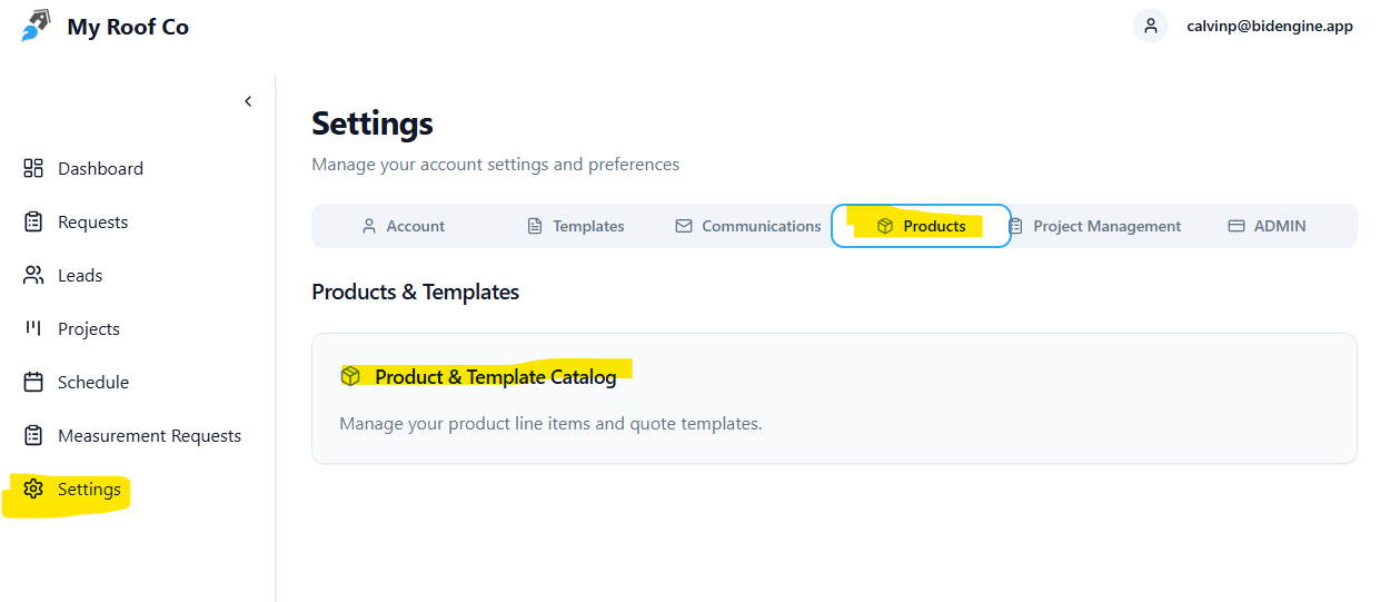 Screenshot of product page location