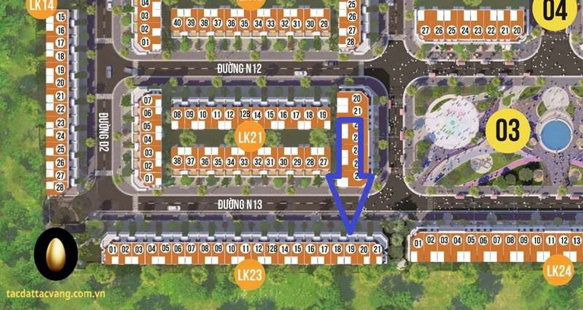 Nền LK23-19 diện tích 97m2 (ngang 5m dài 19.5m) đường N13