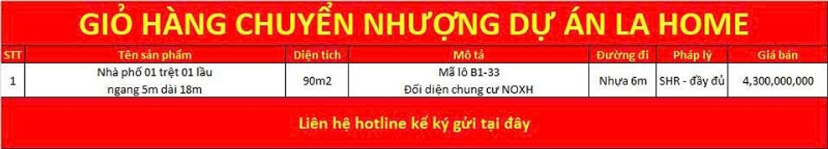 Giỏ hàng khu đô thị LA Home