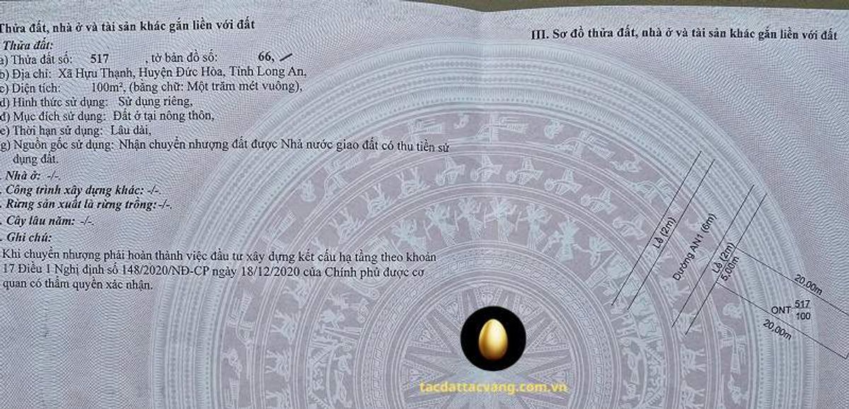 Nền 100m2 đường AN1 dự án An Nông 5