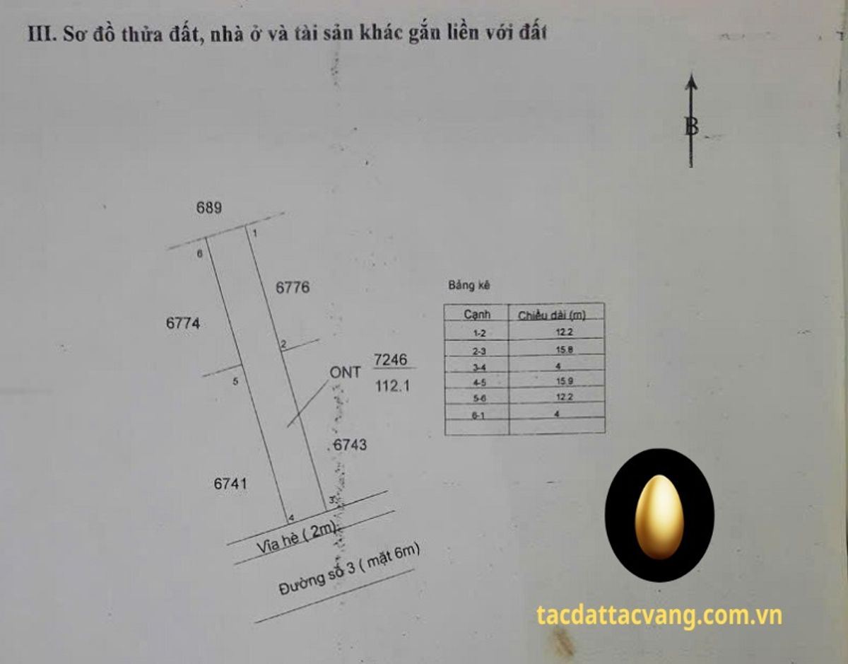 Nền 112m2 (ngang 4m dài 28m) đường số 3