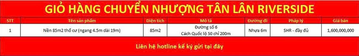 Giỏ hàng chuyển nhượng Tân Lân Riverside