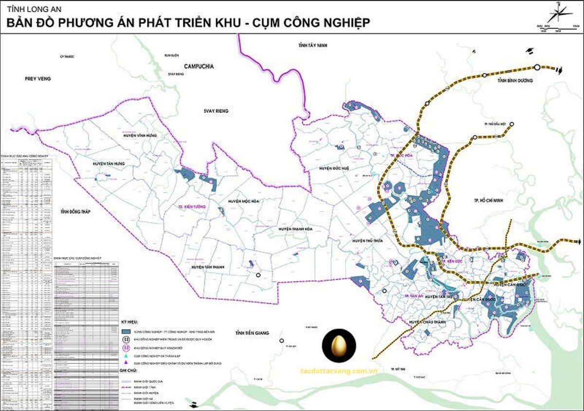 Bản đồ phát triển công nghiệp tỉnh Long An