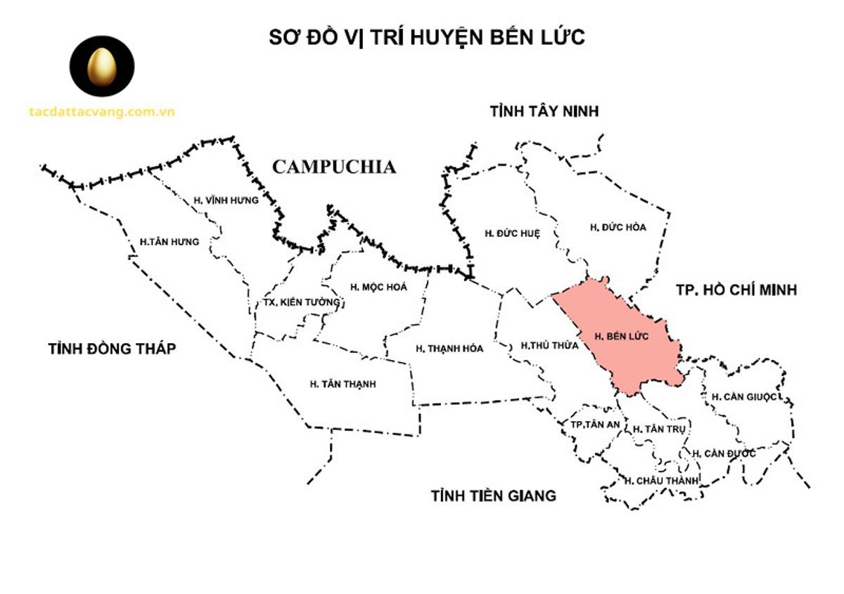 Vị trí huyện Bến Lức trong tỉnh Long An