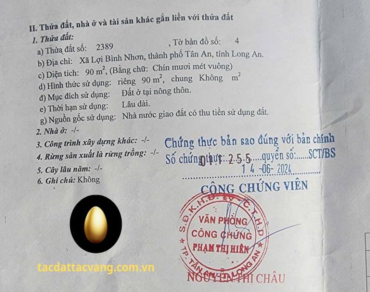 Nền 90m2 (ngang 4,5m dài 20m), đường số 2