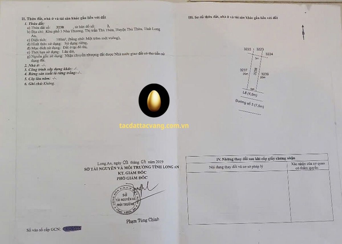 Nền 100m2 (ngang 5m dài 20m) đường số 3