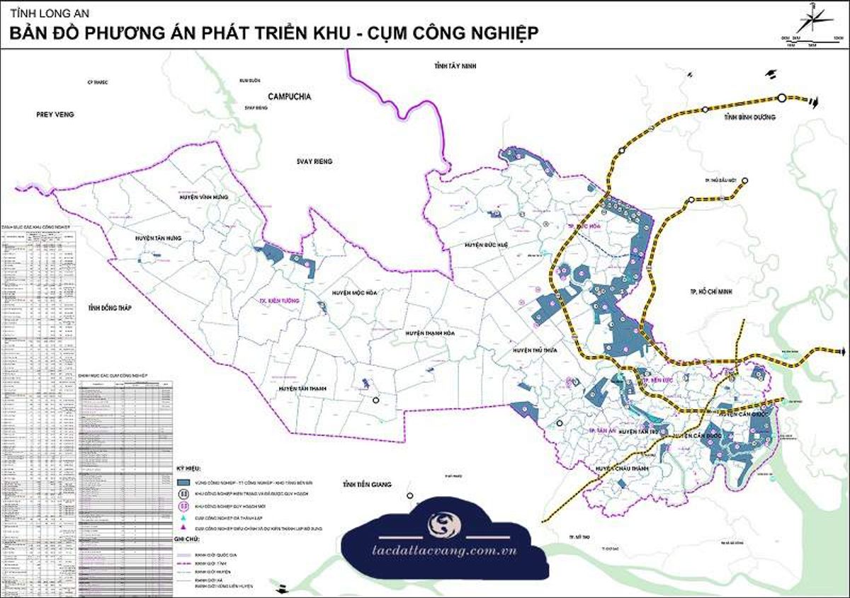 Bản đồ quy hoạch phát triển công nghiệp tỉnh Long An