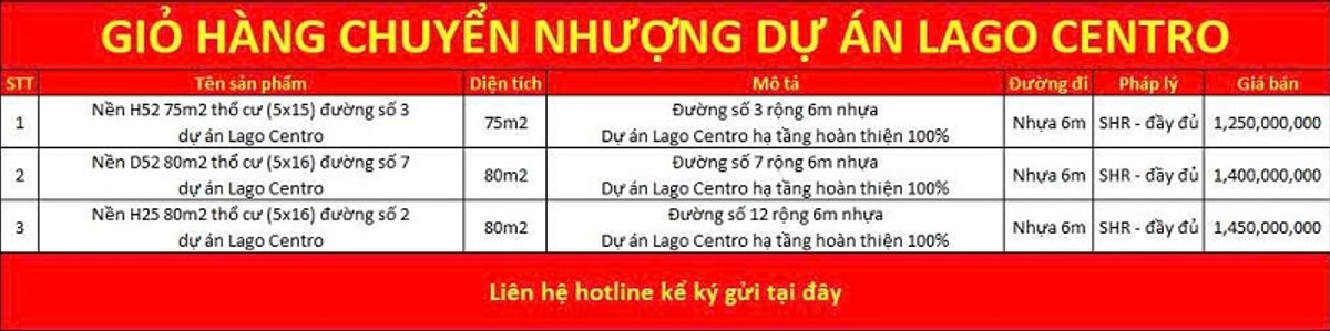 Giỏ hàng Lago Centro