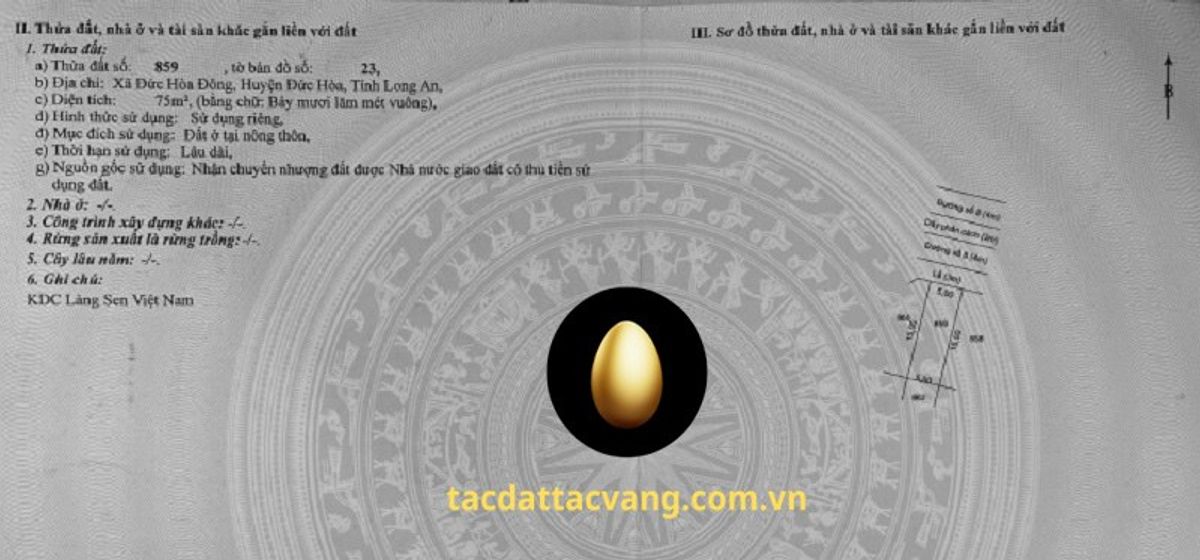  Nền 75m2 (ngang 5m dài 15m) đường số 8 KDC Làng Sen Việt Nam