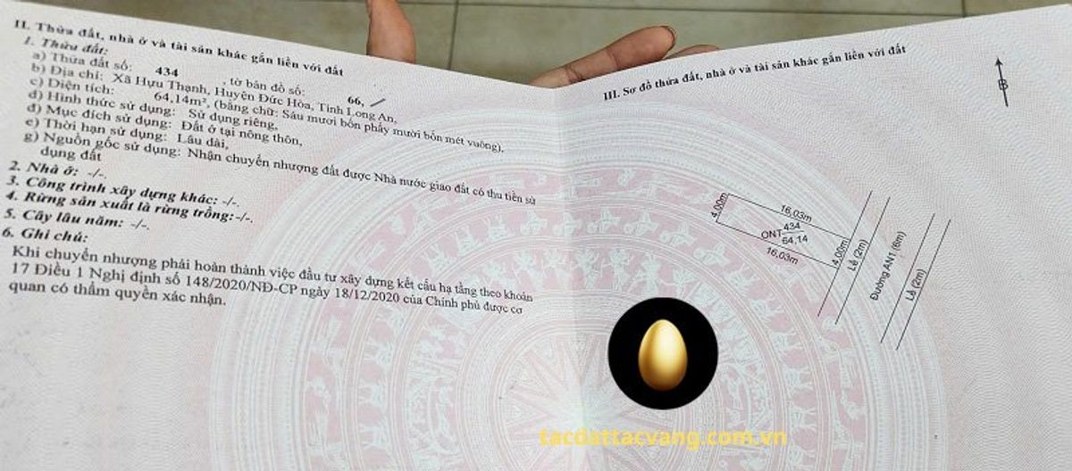 Nền 64m2 đường AN1 dự án An Nông 5