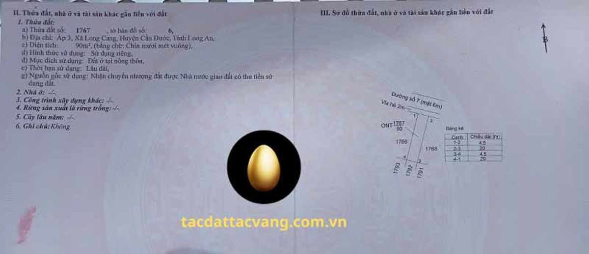 Nền 90m2 thổ cư đường số 7, ngang 4.5m dài 20m