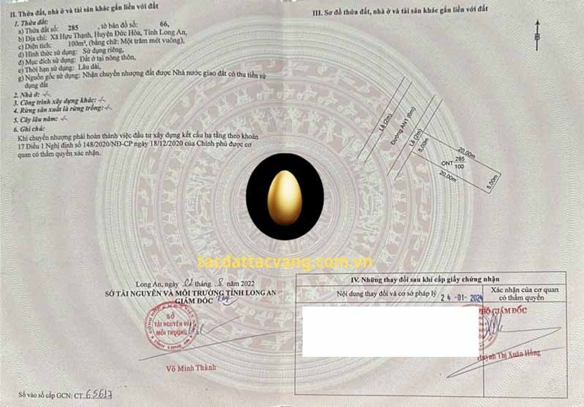 Nền 100m2 đường AN1 dự án An Nông 5