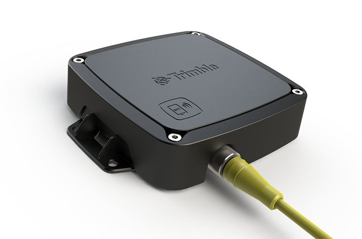 Trailer4U GPS tracker waterproof case by Trimble Transport & Logistics, smooth surface design, pressure tested at 4 meters depth, meets IP69K standard for all weather resistance, rendering