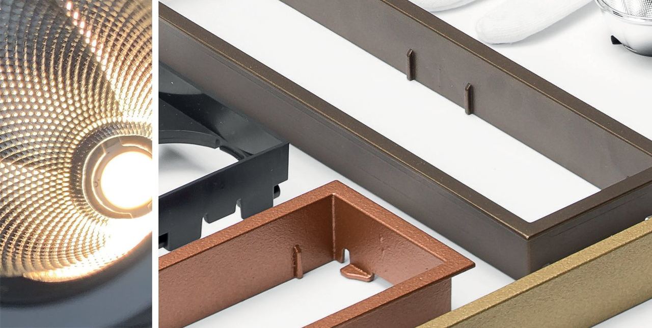 Reflector detail and frames in different finishes