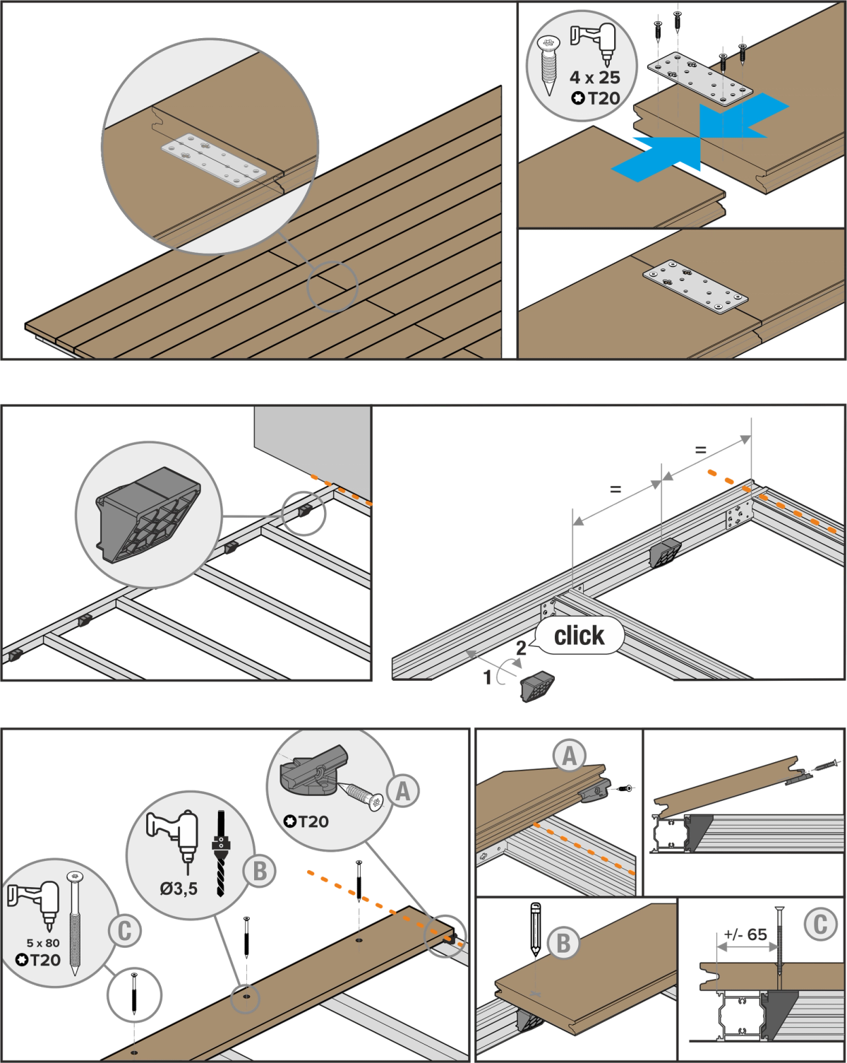 The Dual Decking System combines wide groove-groove planks with narrow tongue-tongue planks for a sleek finish. Made from 100% recycled plastic, it offers quick and easy installation, long-lasting durability, and an eco-friendly solution. Installation Manual.