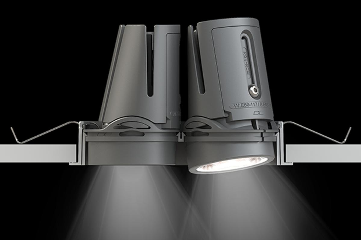 Magiq Pro lighting system by Prolicht with modular design, combining up to four light beams into one fixture, offering maximum freedom for lighting designers, duo