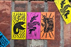 "Exquisite Corpse" printmaking example by Kate Künst