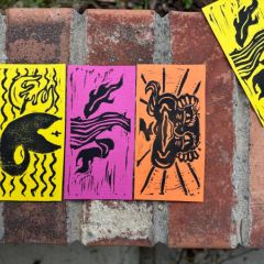 "Exquisite Corpse" printmaking example by Kate Künst