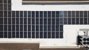 Aeriel view of solar panels on roof