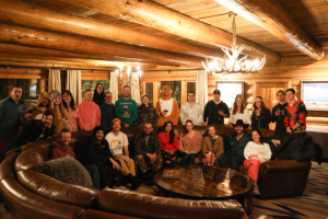 Wunder team in a cabin dressed in warm clothing