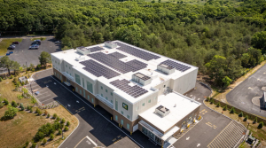 Storage facility with solar panels on its roof
