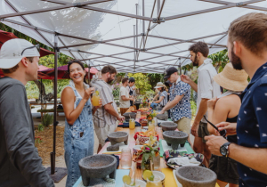 Wunder team doing a cooking class in Mexico
