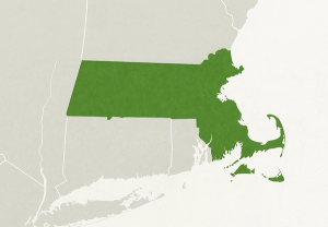 Map of Massachusetts highlighting counties and major cities served by commercial solar providers.